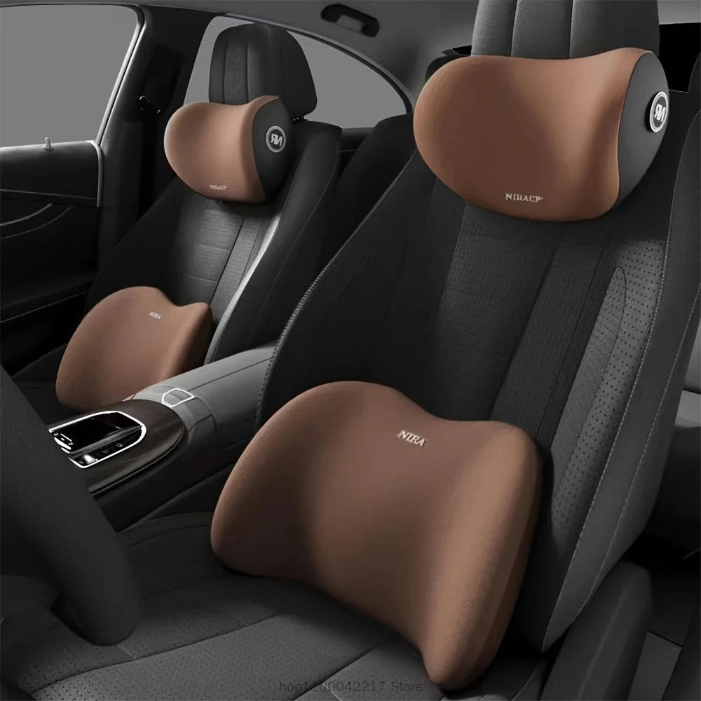 Ergonomic memory foam car seat cushion - suitable for all seasons comfort car headrest - lumbar cushion or headrest or set
