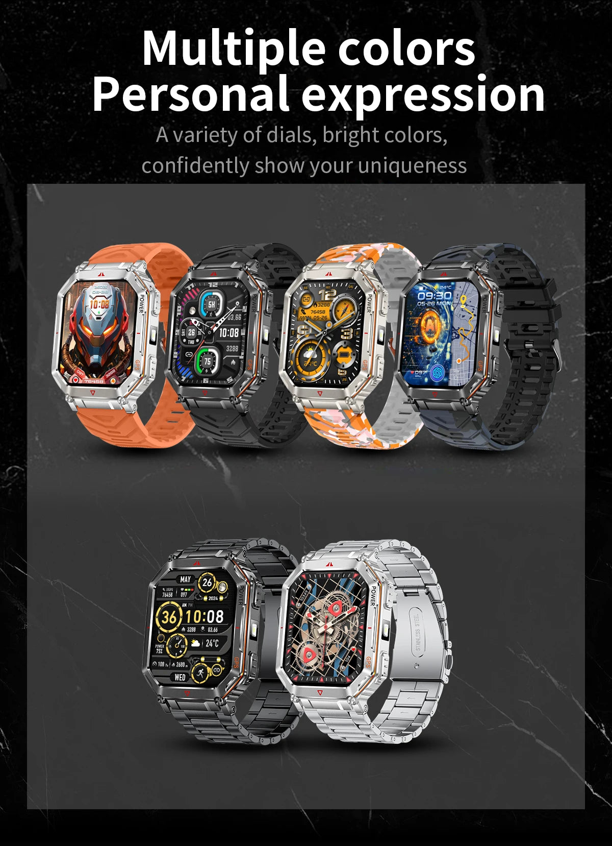 LIGE NEW 2025 GPS Smartwatch 2.01" HD Screen Compass Barometric Altimeter 450mAh Battery BT Voice Calling Smart Watch 107 Sports