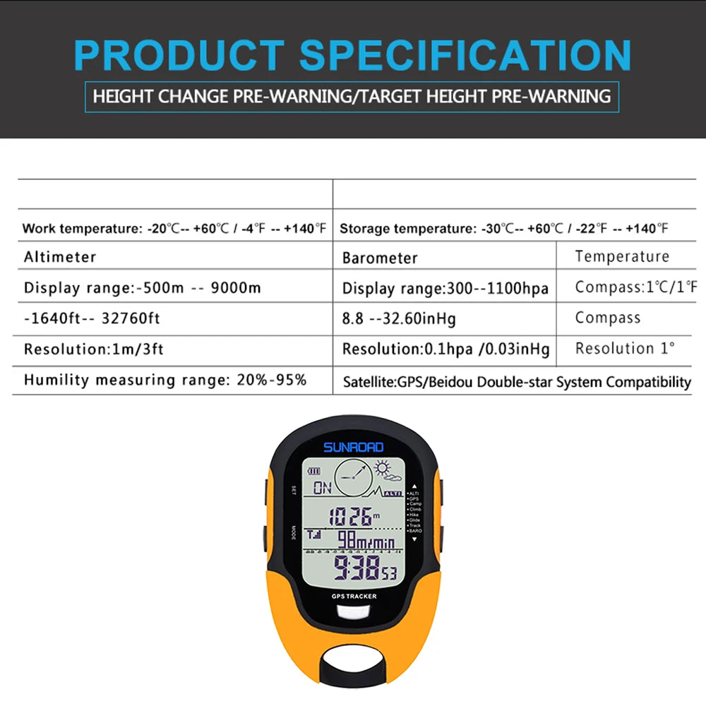 Portable Digital Altimeter Barometer Compass Locator Handheld GPS Navigation Receiver For Outdoor Camping Hiking Fishing Climb