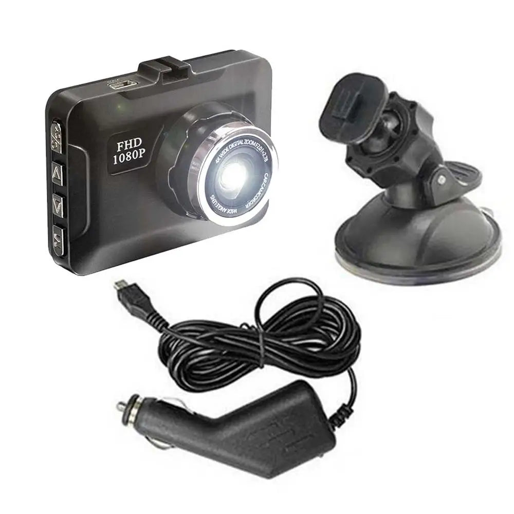 Car Dash Cam 1080P Full HD Driving Recorder Built-in G Sensor 2 Inch Screen Night Vision Wide Angle 24H Parking Mode Camera