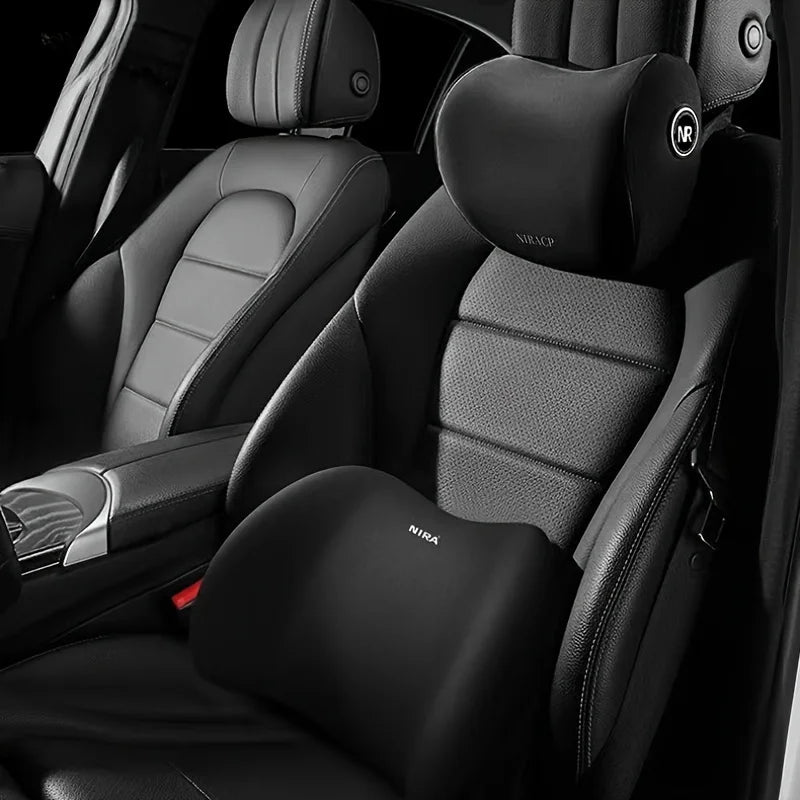 Ergonomic memory foam car seat cushion - suitable for all seasons comfort car headrest - lumbar cushion or headrest or set