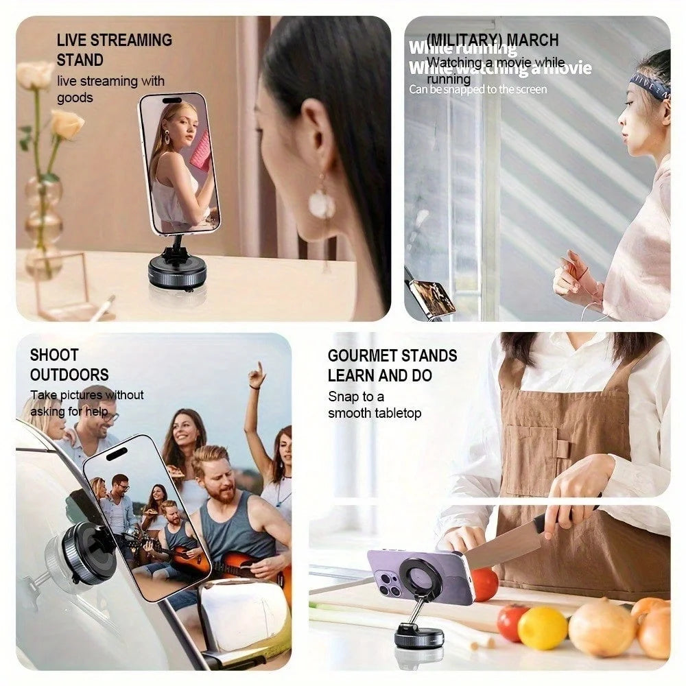 Suction Cup Phone Mount Magnetic Phone Holder for Car 360°Adjustable Vacuum Suction Phone Mount for Gym/Mirror/Smooth Surface