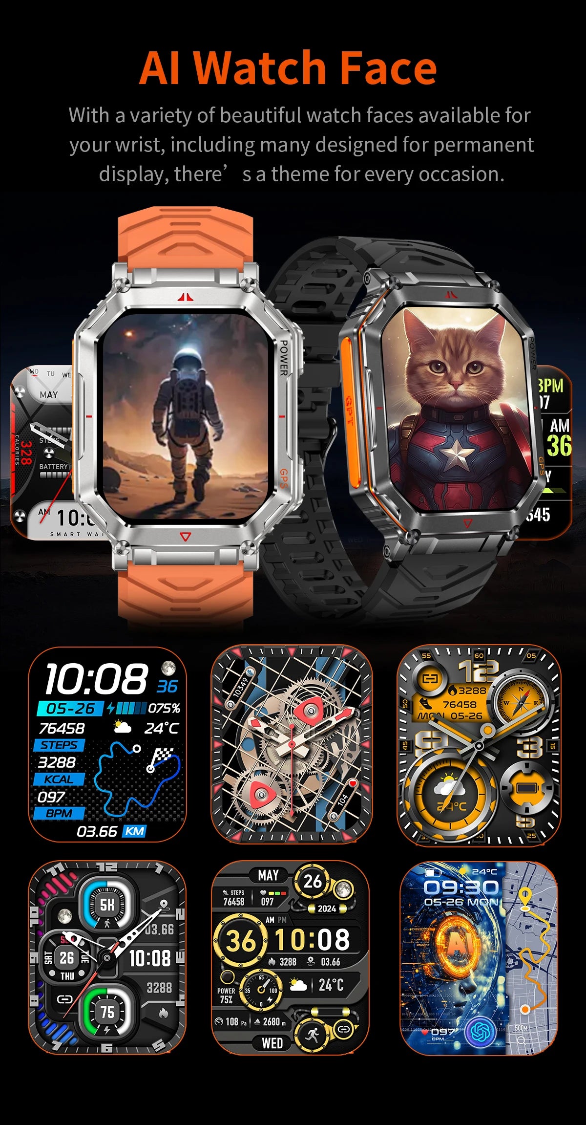 LIGE NEW 2025 GPS Smartwatch 2.01" HD Screen Compass Barometric Altimeter 450mAh Battery BT Voice Calling Smart Watch 107 Sports