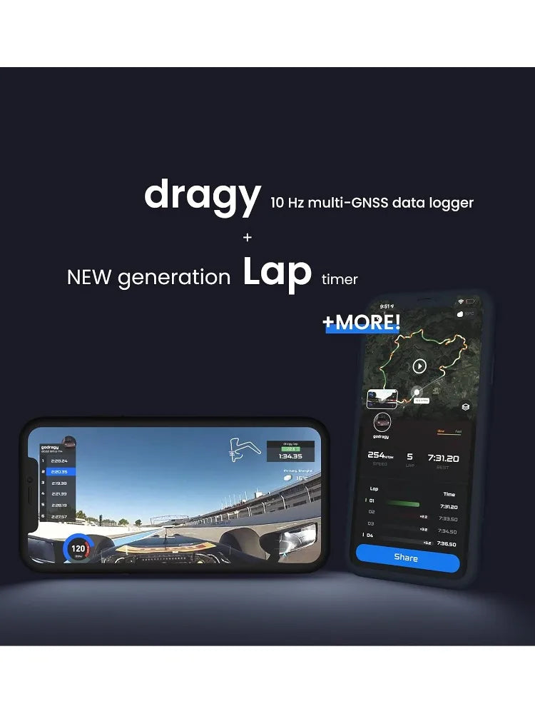 dragy GPS Based Performance Meter, up to 25Hz GPS Laptimer, Upgraded UBLOX 10th Gen High Performance GPS Module, Trusted by