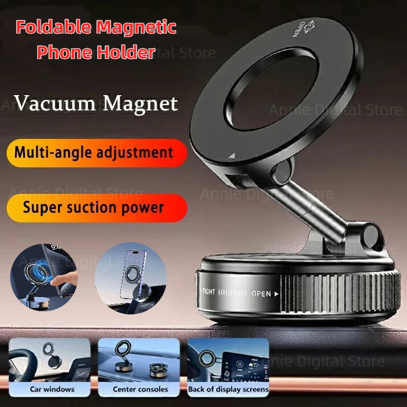 Super Strong Magnetic Phone Holder Foldable Design 360° Adjustable Vacuum Car Mount For Car Desk Bathroom Phone Holder 2025 New