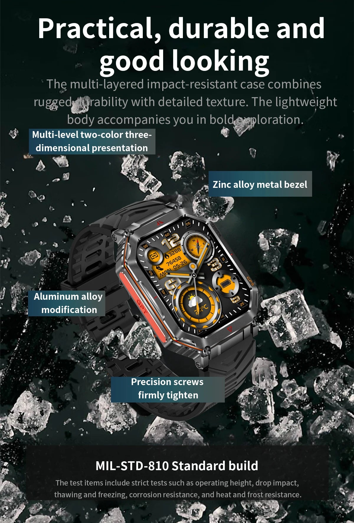 LIGE NEW 2025 GPS Smartwatch 2.01" HD Screen Compass Barometric Altimeter 450mAh Battery BT Voice Calling Smart Watch 107 Sports