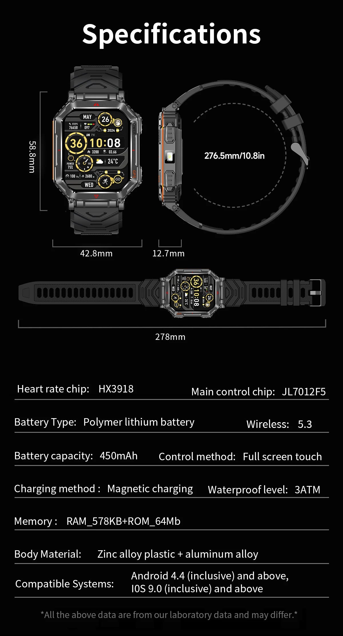 LIGE NEW 2025 GPS Smartwatch 2.01" HD Screen Compass Barometric Altimeter 450mAh Battery BT Voice Calling Smart Watch 107 Sports