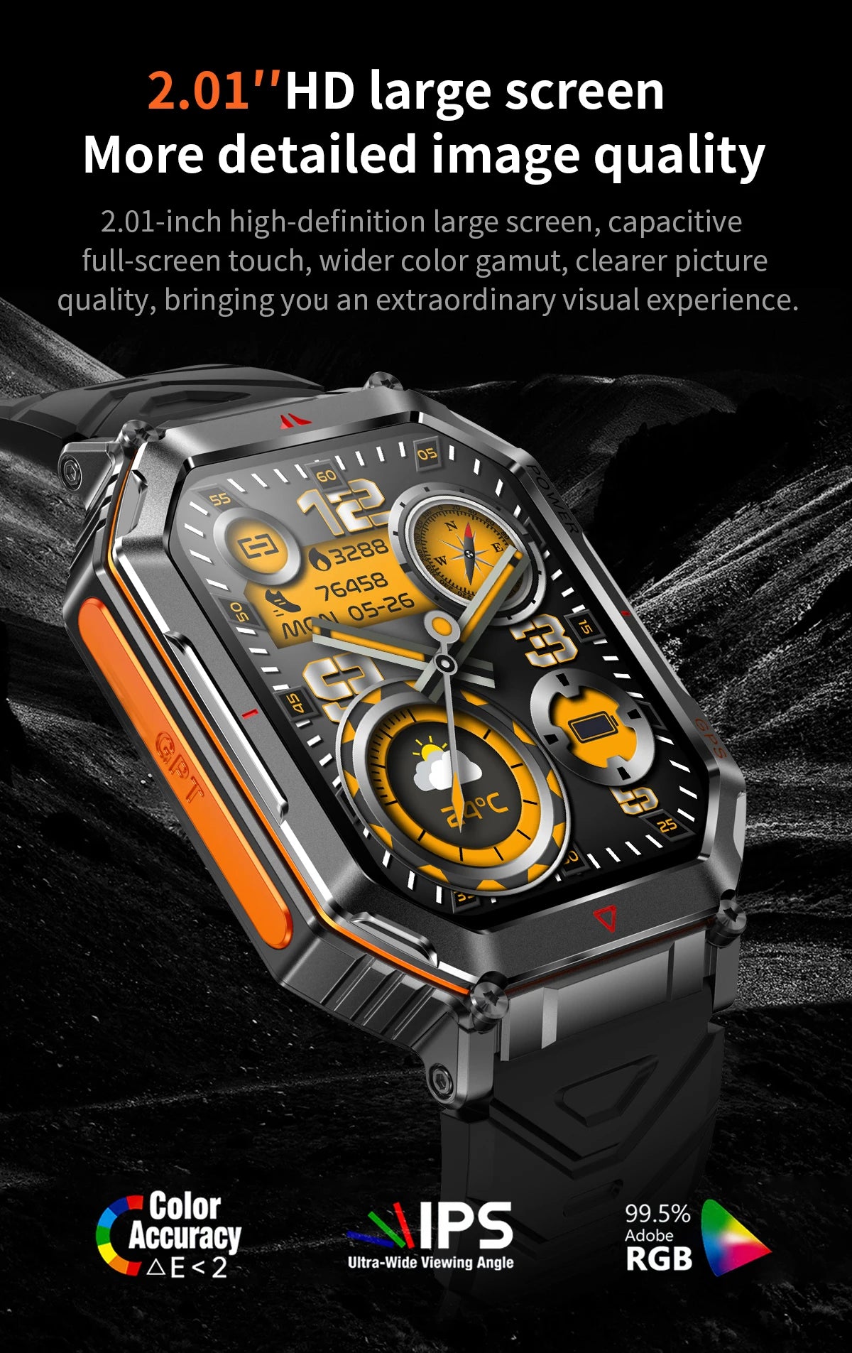 LIGE NEW 2025 GPS Smartwatch 2.01" HD Screen Compass Barometric Altimeter 450mAh Battery BT Voice Calling Smart Watch 107 Sports
